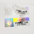 Customized one-time VOID/honeycomb holographic sticker with micro text & iatent image